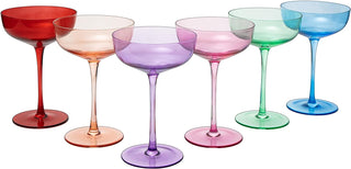 Colored Coupe Glasses Set Of 6 7 Oz Classic Cocktail Glassware For Champagne Martini Manhattan Cosmo