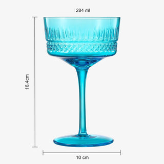 Art Deco Colored Crystal Coupe Glass Set Of 6 Large 9 6OZ Stemmed Glassware