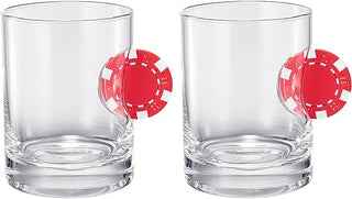 Poker Chip Whiskey Wine Glasses Set Of 2 Up The Ante Stuck In The Glass Poker Chip Cocktail Glasswar