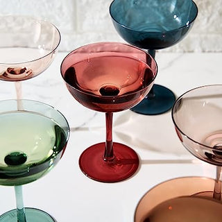 Cocktail Champagne Coupe Glasses Coupe Cocktail Glasses 7 Oz Set Of 6 Pastel Colored Crystal Cocktai