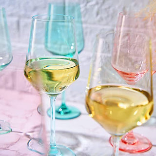 Colored Crystal Wine Glass Set Of 6 Gift For Mothers Day Her Wife Mom Friend Large 12 Oz Glasses Uni