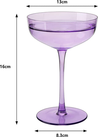 Colored Coupe Glass 7OZ Set Of 4 Colorful Champagne Cocktail Glasses Fancy Manhattan