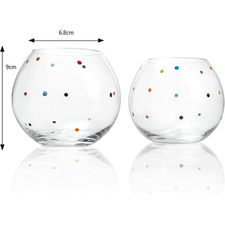 Polka Dot Set Of 2 Stemless Bubble Wine Glasses 16 Oz By Polka Dot Rainbow Glasses C