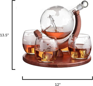 Airplane Globe Whiskey Decanter Premium Barware Gift Elegant Drinkware Collection
