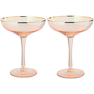 Pink Rim Martini Cocktail Glasses Premium Barware Gift Elegant Drinkware Collection
