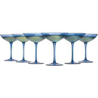 Cobalt Blue Colored Champagne Coupe Glasses 12OZ Set Of 6 By Toasting Glasses Weddin