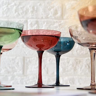 Cocktail Champagne Coupe Glasses Coupe Cocktail Glasses 7 Oz Set Of 6 Pastel Colored Crystal Cocktai