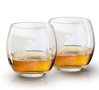 World Decanter With 4 Glasses Globe Premium Barware Gift Elegant Drinkware Collection