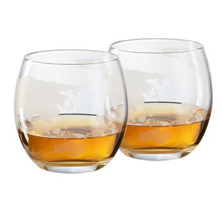 World Decanter With 2 Glasses Globe Premium Barware Gift Elegant Drinkware Collection