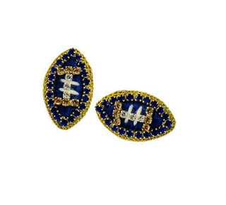 Game Day Football Stud Earrings - Thread - Blue and Gold