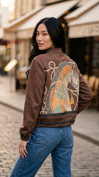 Equestrian Print Bomber Jacket