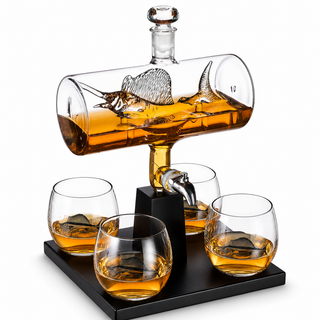 Sailfish Whiskey Decanter Dispenser Premium Barware Gift Elegant Drinkware Collection