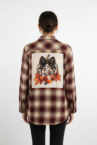 Wild About Fall Leopard Pumpkin Flannel