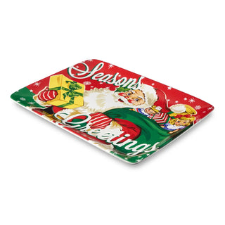 Santa's Retro Christmas Rectangular Platter 16in X 12in