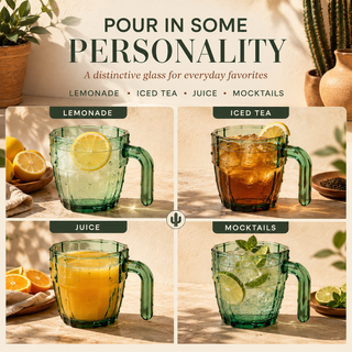 Cactus Stackable Glasses Set Of 6 By Six 10 Oz Cactus Shape Glasses With Handles Han