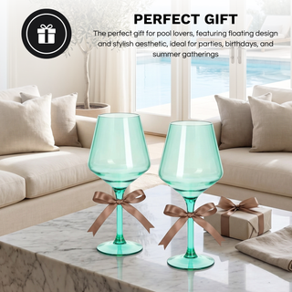 Floating Wine Glasses For Pool Set Of 2 15 Oz Shatterproof Poolside Wine Glasses Tritan Plastic Reus