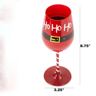 Ho Ho Ho Santas Christmas Stemmed Wine Water Glasses Set Of 2 Hohoho Red Black 9 H Holiday Parties G