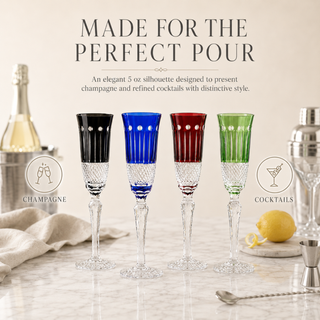 Multicolor Crystal Italian Design Flutes 4 Set 5OZ 9 H Cocktail Champagne Glassware