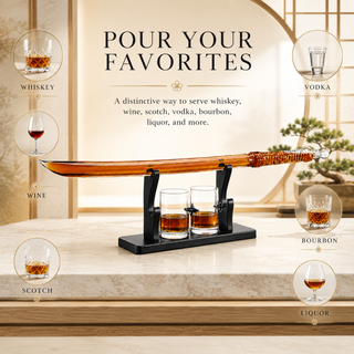 Samurai Sword Large Whiskey Wine Decanter 13 5OZ Liquor With 2 Ninja Star 10OZ Glasses Scotch Bourbo