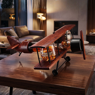 Whiskey Decanter Airplane Set Premium Barware Gift Elegant Drinkware Collection