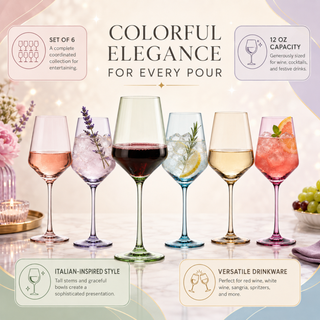 Colored Wine Glasses Premium Barware Gift Elegant Drinkware Collection