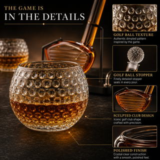 Golf Club Whiskey Decanter Set with 2 Crystal Glasses, 28.7 oz