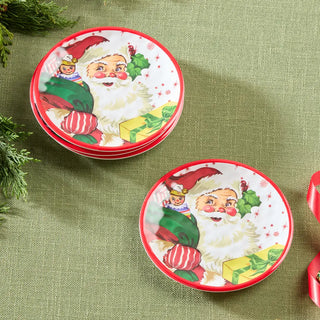 Santa's Retro Melamine Set of 4 6in Canape Plates