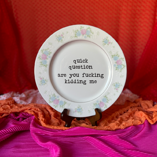 Are You Fucking Kidding Me Vintage Upcycled Plate