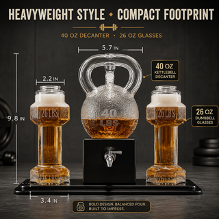 Kettlebell Whiskey Wine Decanter Set With Dumbbell Glasses Elegant Weightlifting Whiskey Decanter 10