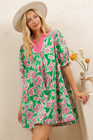 Palm Bloom Babydoll Dress