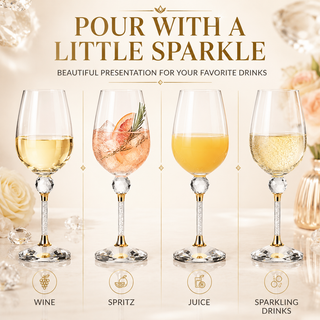 Crystal Ball Diamond Filled Wine Glasses Premium Barware Gift