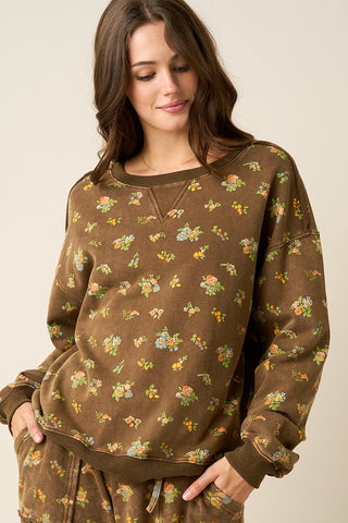 Brown Prairie Bloom Sweatshirt