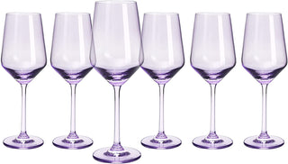 Set Of 6 Colored Wine Glasses 12 Oz Hand Blown Italian Style Crystal Bordeaux Wine Glasses Premium S