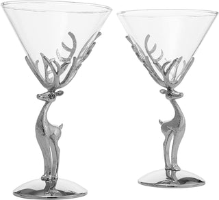 Stag Martini Glasses Set Premium Barware Gift