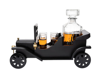 Old Fashioned Car Whiskey Decanter Set Model T Very Large 15 X 13 X 7 750ML Decanter And 4 3OZ Whisk