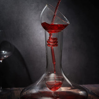 Wine Tower Decanting Aerator Set By 2 Aerating Parts Upper And Lower Aerators Piece