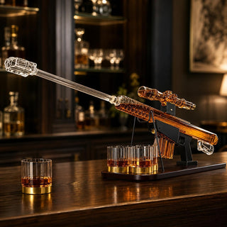 Whiskey Decanter Set Sniper Liquor Decanter Silencer Stopper Ml 2 12OZ Glasses Unique Gift Drinking