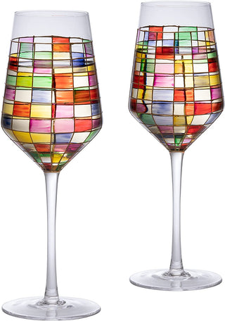 Renaissance Stained Wine Glasses Set Of 2 By Festive Colorful Coffee Cups Stained Wi