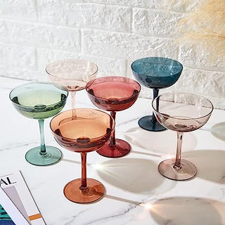 Cocktail Champagne Coupe Glasses Coupe Cocktail Glasses 7 Oz Set Of 6 Pastel Colored Crystal Cocktai
