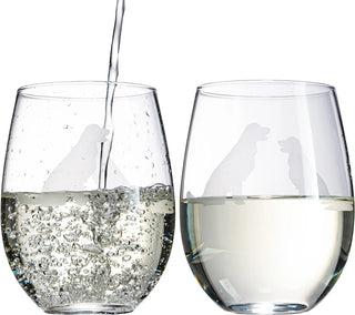Golden Retriever Stemless Wine Glasses Set Of 2 By Dog Lover Glass Gifts For Mom Dad