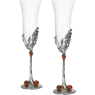 Stemmed Skeleton Champagne Glasses Set Of 2 By 7OZ Skeleton Glasses 9 H Goth Gifts S