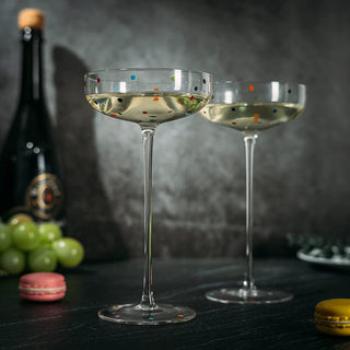Polka Dot Champagne Coupe Glasses Set Of 2 12 Oz By Polka Dot Rainbow Colored Glasse