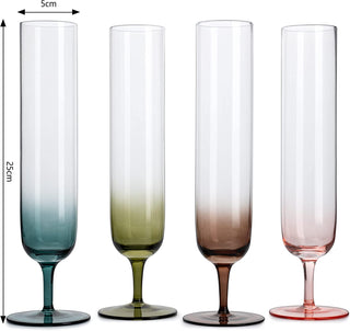 Tall Muted Colors Beautiful Champagne Flutes 10 Stemmed Set Of 4 10 5 Oz Elegant Gla