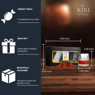 Bourbon Gummy Gift Set Two Whiskey Glasses Includes Bourbon Flavored Candy Bears 2 Crystal Lowball G