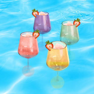 Floating Wine Glasses For Pool Set Of 2 15 Oz Shatterproof Poolside Wine Glasses Tritan Plastic Reus