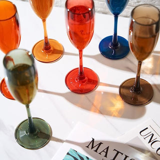 Unbreakable Pastel Color Acrylic Champagne Flutes Glasses Set Of 6 European Style Toasting Cups 100