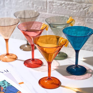 Unbreakable Pastel Color Acrylic Martini Glasses Set Of 6 European Style Cocktail Cups 100 Tritan Dr