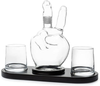 Peace Sign Wine And Whiskey Decanter 750ML With 2 10OZ Glasses By 9 H 14 L Peace Sig