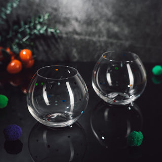 Polka Dot Set Of 2 Stemless Bubble Wine Glasses 16 Oz By Polka Dot Rainbow Glasses C