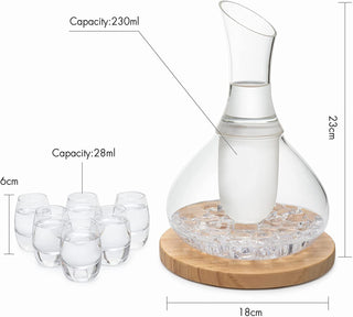 Sake Carafe Set 6 Sake Glass Set 8 5 Oz Glasses For Warm Or Cold Japanese Wine Drinking With A Woode